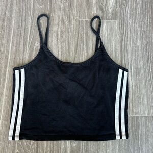 Cotton black tank top with stripes down sides